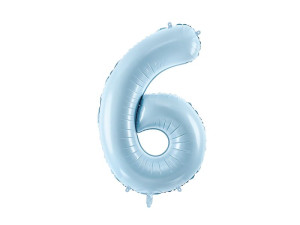 balon 86cm(34") cyfra "6" pastelowy niebieski