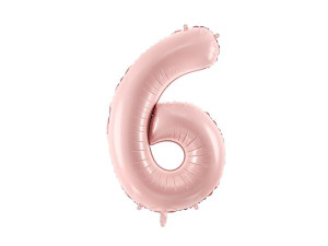 balon 86cm(34") cyfra "6" pastelowy różowy