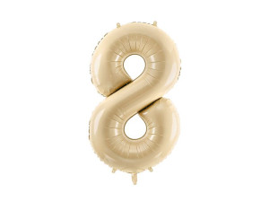 balon 86cm(34") cyfra "8" pastelowy jasny beż