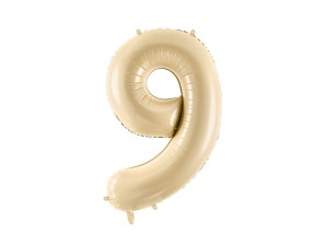 balon 86cm(34") cyfra "9" pastelowy jasny beż