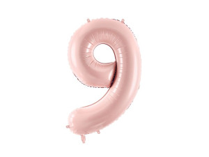 balon 86cm(34") cyfra "9" pastelowy różowy