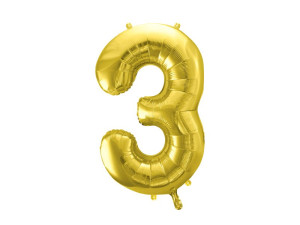 balon 86cm(34") cyfra "3" błyszczący złoty