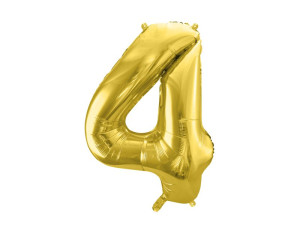 balon 86cm(34") cyfra "4" błyszczący złoty