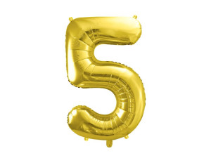 balon 86cm(34") cyfra "5" błyszczący złoty