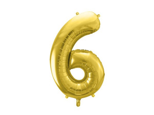 balon 86cm(34") cyfra "6" błyszczący złoty