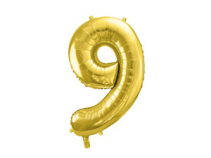 balon 86cm(34") cyfra "9" błyszczący złoty