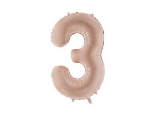 balon 86cm(34") cyfra "3" matowy ciemny beż