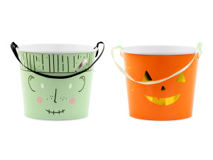 2szt Wiaderka na cukierki Halloween, 13.5 cm, mix