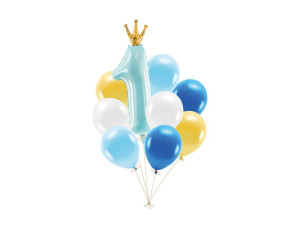 9szt Zestaw balonów Roczek, niebieski