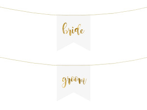 2szt Zawieszki na krzesła - Bride Groom, złoty