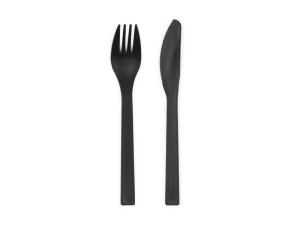 12szt Sztućce plastikowe, 18-18.5 cm, czarny