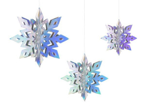6szt Zawieszki dekoracyjne Śnieżynki 15-25cm opal
