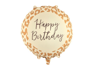 Balon foliowy pastylka Happy Birthday w cętki wys:45cm szer:45cm