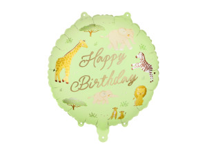 Balon foliowy pastylka Happy Birthday Safari wys:45cm szer:45cm