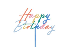 Topper akrylowy na tort Happy Birthday 18x16,5 cm