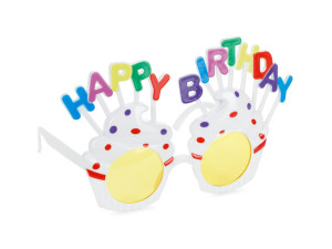 Okulary Babeczka Happy Birthday 18,5x11,5cm biały