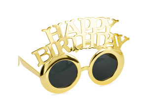 Okulary Happy Birthday 16,5x11,5cm zimny złoty