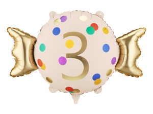 Balon foliowy Cukierek ''3'' szer:76,5cm wys:48cm