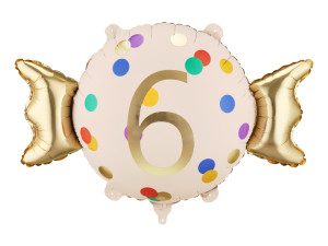 Balon foliowy Cukierek ''6'' szer:76,5cm wys:48cm