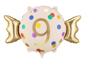 Balon foliowy Cukierek ''9'' szer:76,5cm wys:48cm