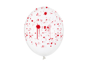 Balony 30 cm, Plamy krwi, Crystal Clear (1 op. / 50 szt.)