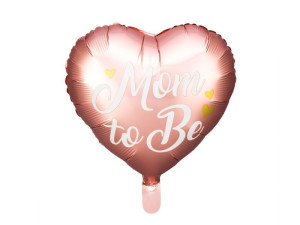 balon foliowy serce "mom to be" 35cm rosegold