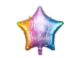 balon foliowy Happy Birthday wys:40cm tęczowy