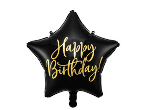 balon foliowy Happy Birthday wys:40cm czarny