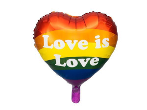 balon foliowy serce "love is love" szer:45tęczowy