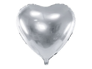 balon foliowy Serce szer:45cm srebrny