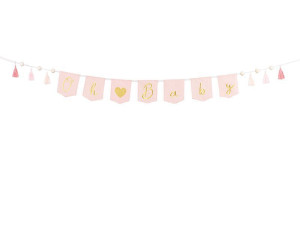 baner Oh Baby z frędzlami 2,5m jasny różowy