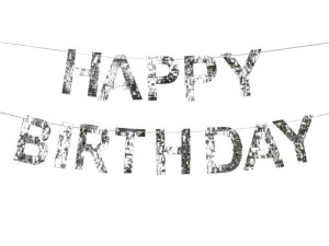 Baner Happy Birthday, 2.2m, srebrny