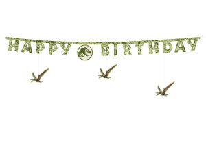 Baner Happy Birthday Jurassic World, 45x165 cm, mi