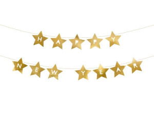 Baner Happy New Year gwiazdki wys:17cm szer:290cm