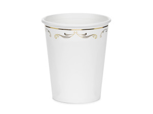 6szt Kubeczki z ornamentem, biały, 220 ml