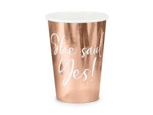 6szt Kubeczki She said yes!, różowe złoto, 220ml