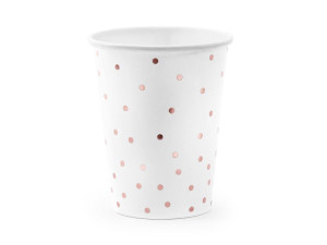 6szt kubeczki Kropki, biały, 260ml