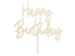 Topper drewniany Happy Birthday 16,5cm