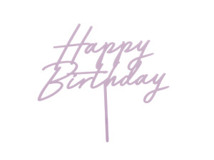 Topper akrylowy na tort Happy Birthday, fioletowy,