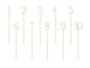 Drewniane numery na stół, 25 cm (1 op. / 10 szt.)