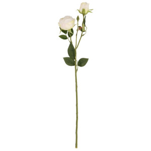 Sztuczny Kwiat - Róża z dwoma pąkami, 55 cm, jasny