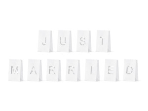 11szt Lampiony, torebki na świece LED - Just Married,