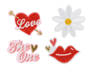 4szt Naprasowanki Love, mix, 5.5-6.5x3.5-4.5cm