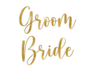 2szt Naklejki na kieliszki ''Bride & Groom'', złot