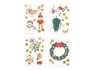 4szt Naklejki na okno Merry Christmas, mix