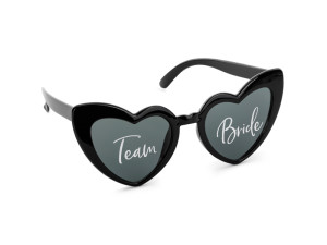 Okulary serduszka z napisem ''Team Bride'', czarny