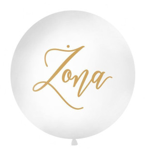 balon kula olbrzym 1m "ŻONA" biały ze złotym