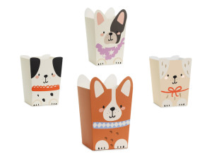 6szt Pudełka na popcorn Pieski, 8,7x8,7 cm, mix