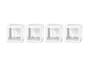 4szt pudełka na balony Baby 30x30cm, białe
