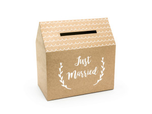 Pudełko na koperty - Just Married, kraft, 30x30,5x